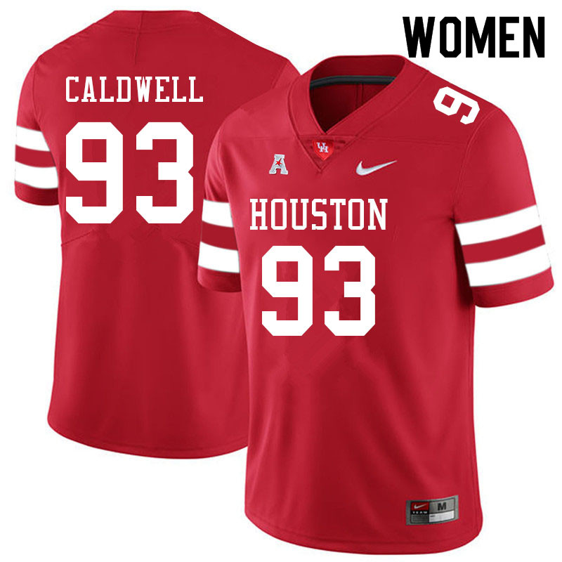 Women #93 Jamaree Caldwell Houston Cougars College Football Jerseys Sale-Red